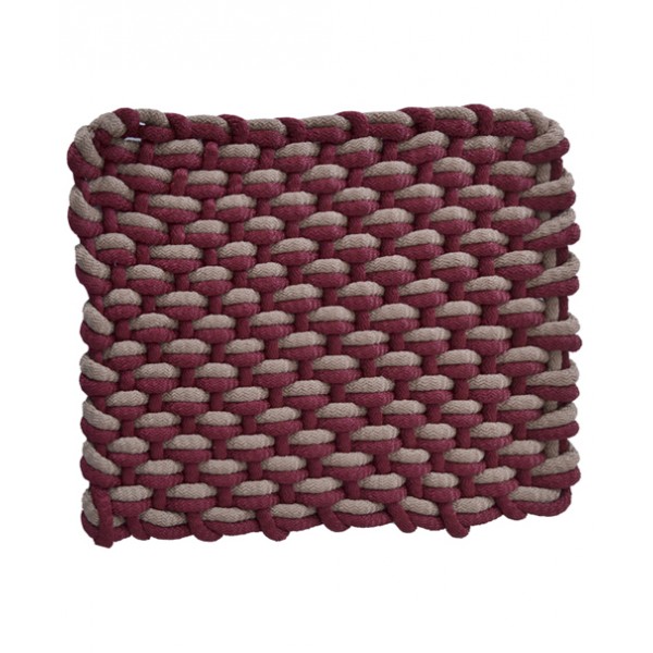 Maroon And Almond Polyester Door Mat Rope